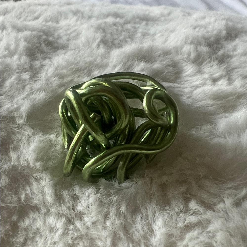 Green Twisted Metal Ring